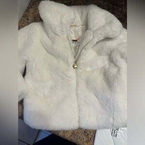 Cat & Jack Cream Teddy Jacket with Gold Zipper